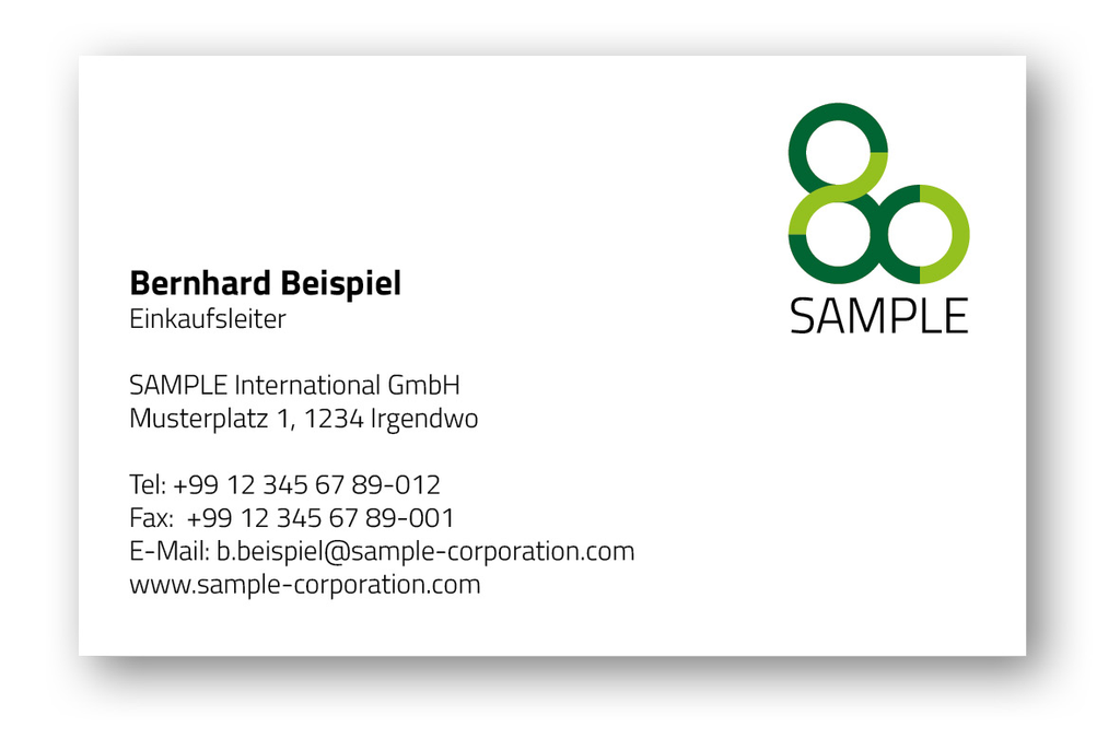 Visitenkarte Beispiel Webseite